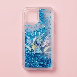 NWT‎ Primark Lilo & Stitch Blue Liquid Glitter iPhone 12 Case
